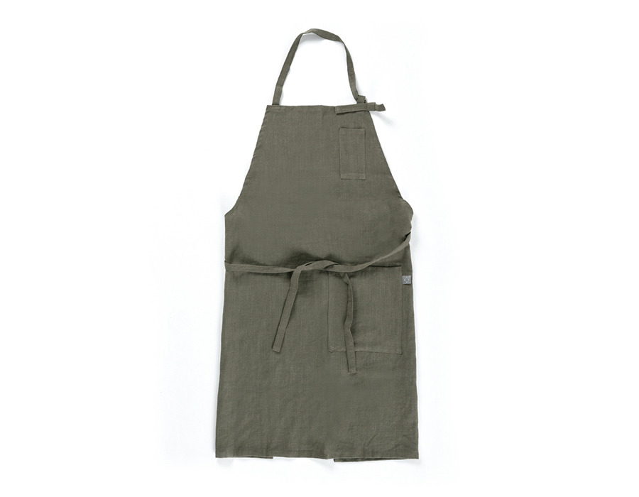 olive green linen apron